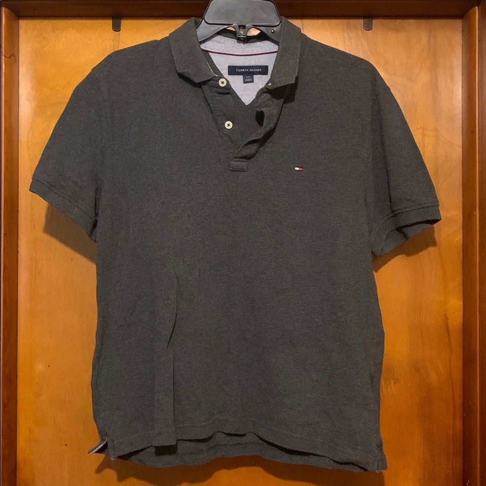Tommy Hilfiger Size L Gray Polo Shirt